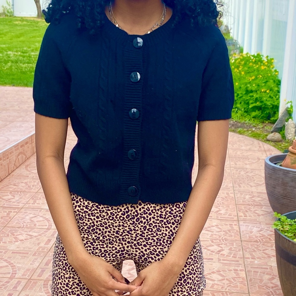 Black short sleeved button Up
